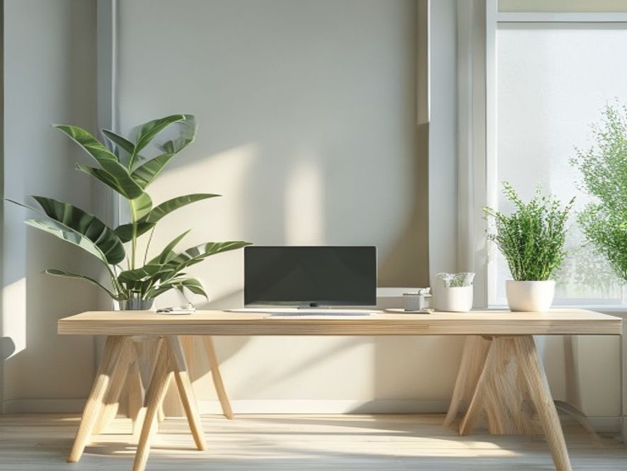 Motionbrhip workspace Modern office workspace with plants and natural light
